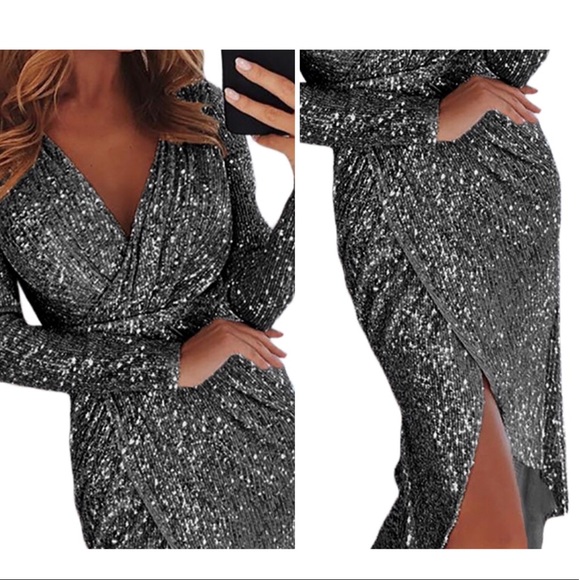 ๐HPx3๐ ๐ค Black Sequins Party Dress ๐ค - Picture 2 of 7